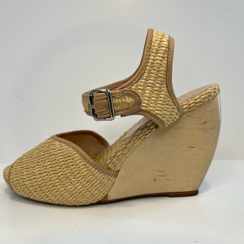 Loeffler Randall Raffia Peep Toe Wedges Size 9 - Picture 5 of 16